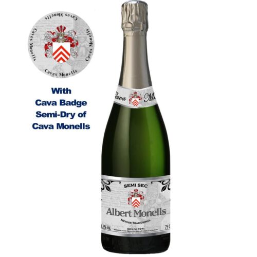 Cava Semi Sec Albert Monells - 1 Ampolla + Placa de Cava en Anglès 1000 - Semi Dry Cava Albert Monells