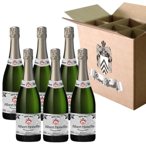 Cava Semi Sec Albert Monells - 6 Ampolles + caixa 1000 - Semi Dry Cava Albert Monells