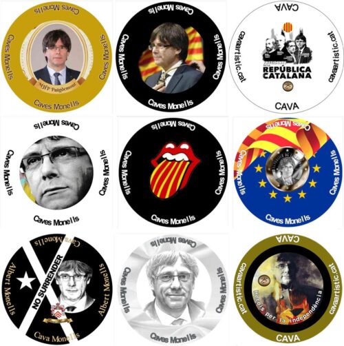 9 Cava Badges from President Carles Puigdemont Collection