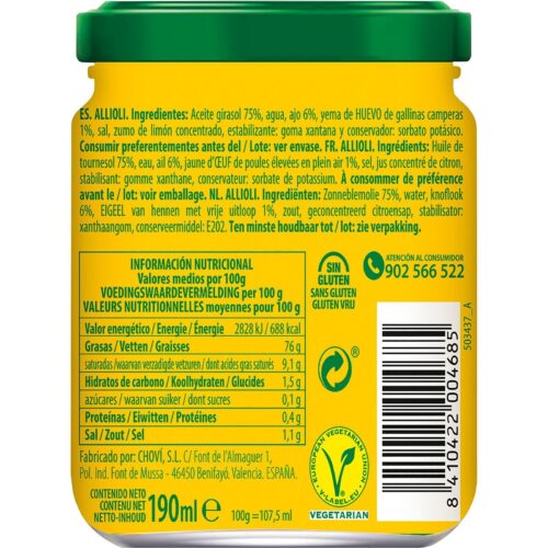 S005 - Allioli in Glass Jar of 190 ml.