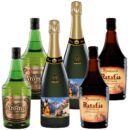 Third assortment of Ratafia, Great Liqueur of Aromas and Cava Brut Reserve from Montserrat Abbey